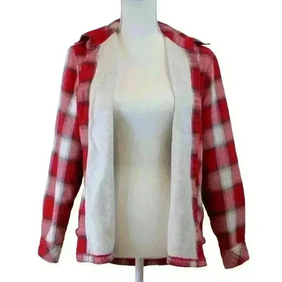 VINTAGE Riders by Lee Red & White Plaid Flannel Fleece Lined Shirt Size Small - Picture 9 of 9